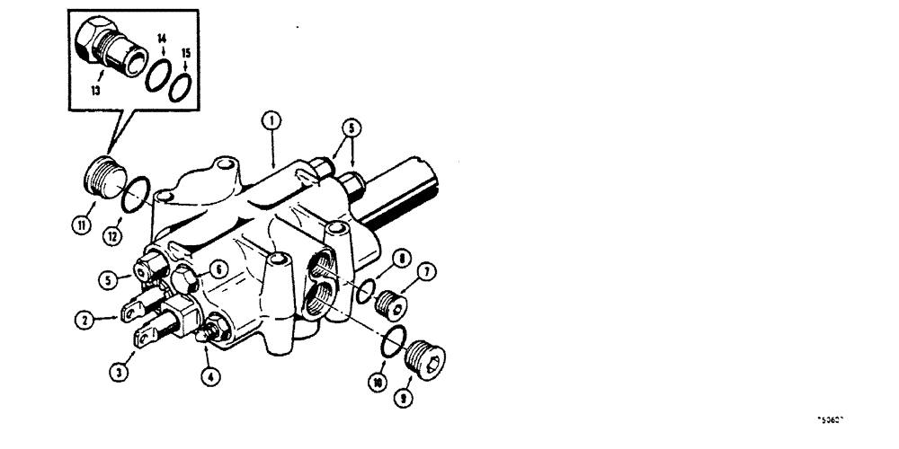 Схема запчастей Case 450 - (222[1]) - D45039 LOADER CONTROL VALVE, 2 SPOOL, WITHOUT RETURN TO DIG FEATURE (07) - HYDRAULIC SYSTEM