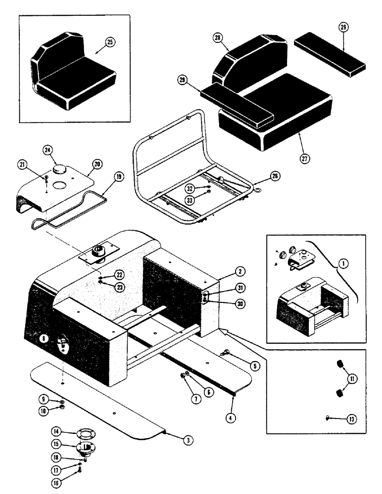 Схема запчастей Case 600 - (140) - BODY INSTALLATION, SEAT & TANK, SEAT FRAME, CUSHIONS, MOUNTING PARTS (04) - UNDERCARRIAGE
