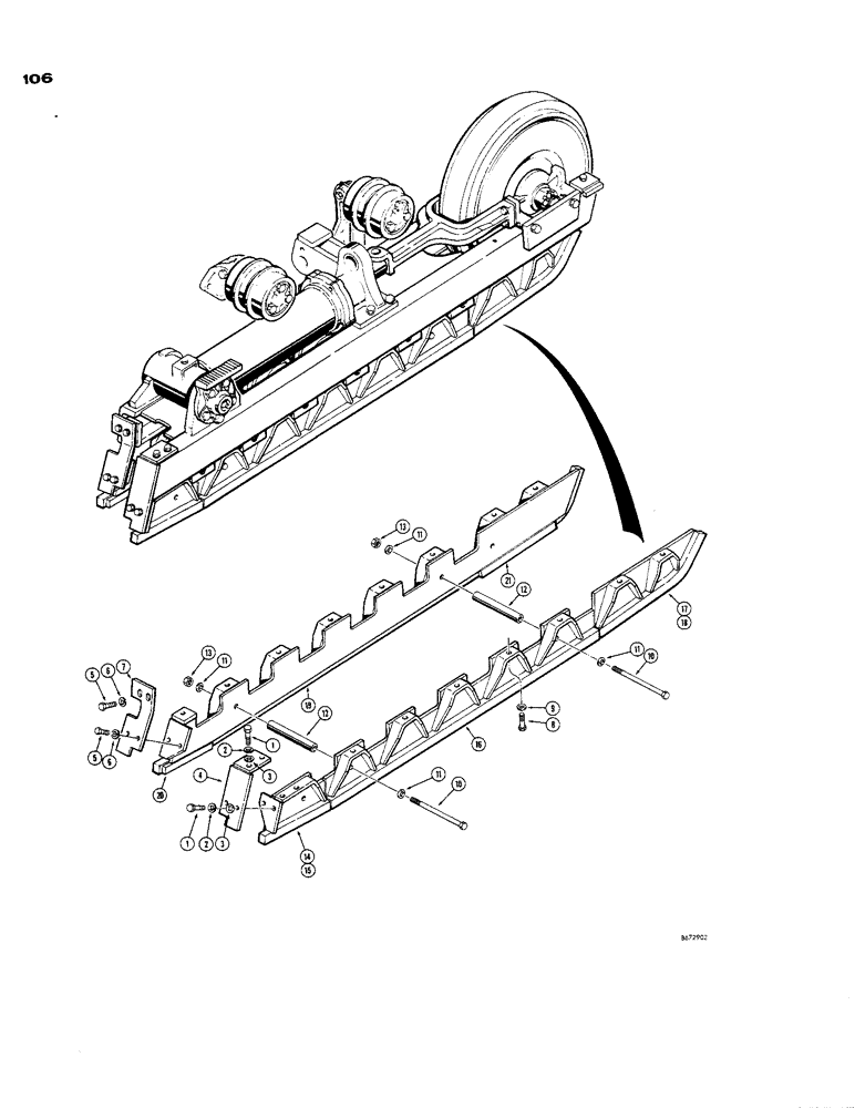 Схема запчастей Case 850 - (106) - TRACK GUIDES - 6 ROLLER (04) - UNDERCARRIAGE