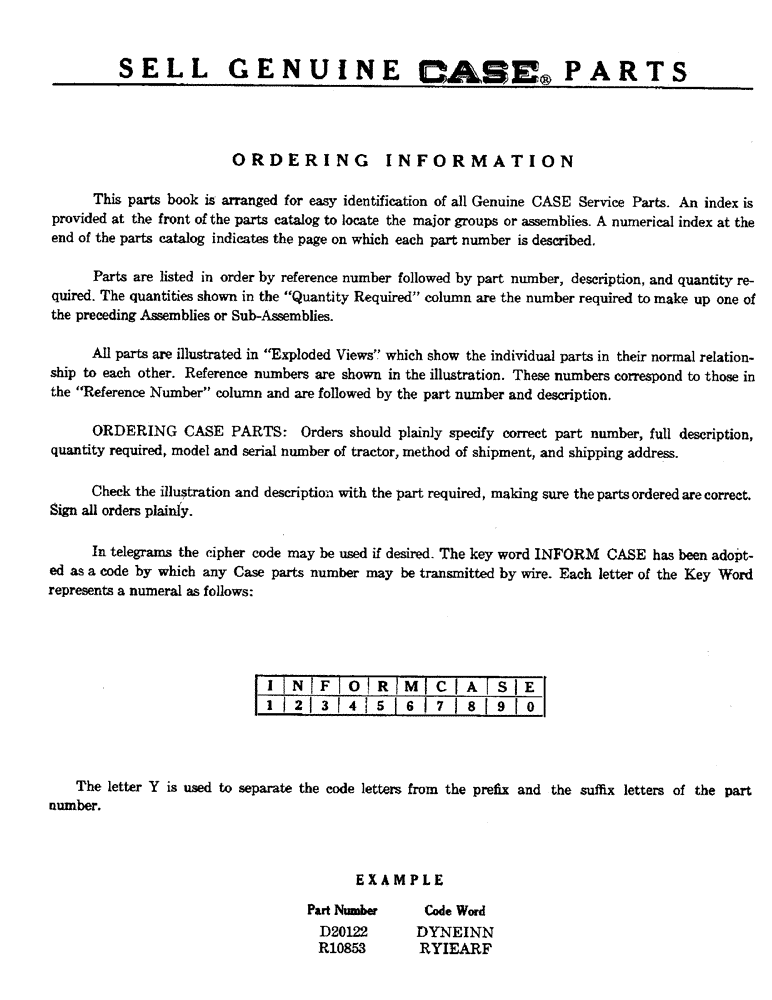 Схема запчастей Case 800 - (001) - ORDERING INFORMATION (00) - GENERAL