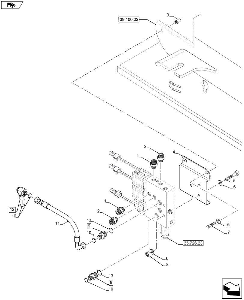 Схема запчастей Case 590SN - (35.726.22) - COUPLER VALVES FOR BHOE AND LDR COUPLER (35) - HYDRAULIC SYSTEMS