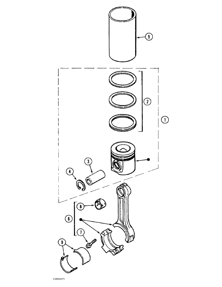 Схема запчастей Case 688BCK - (2-46) - PISTONS, 688B CK (120301-) (01) - ENGINE