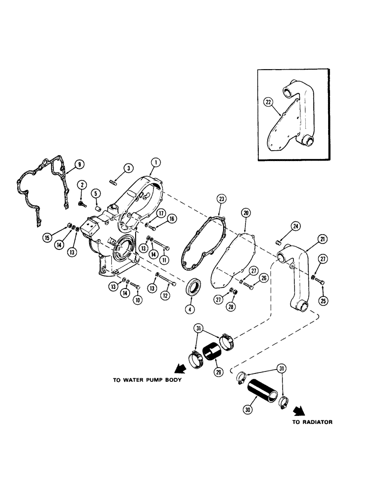 Схема запчастей Case 580B - (014) - TIMING GEAR COVER, (188) DIESEL ENGINE, 1ST USED ENGINE SER. 2728315 (02) - ENGINE