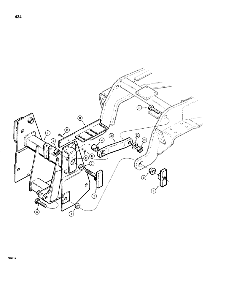 Схема запчастей Case 480C - (434) - THREE-POINT HITCH FRAME AND ATTACHING PARTS (39) - FRAMES AND BALLASTING