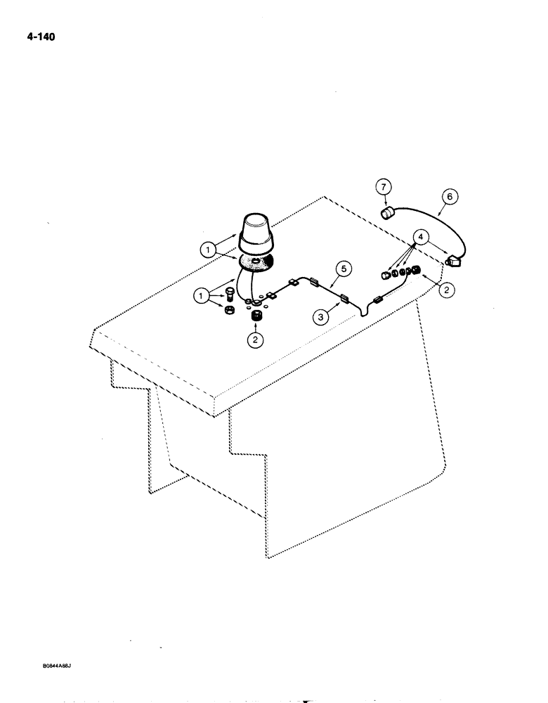 Схема запчастей Case 1818 - (4-140) - ROTATING BEACON - OPTIONAL, NOT AVAILABLE IN NORTH AMERICA (04) - ELECTRICAL SYSTEMS