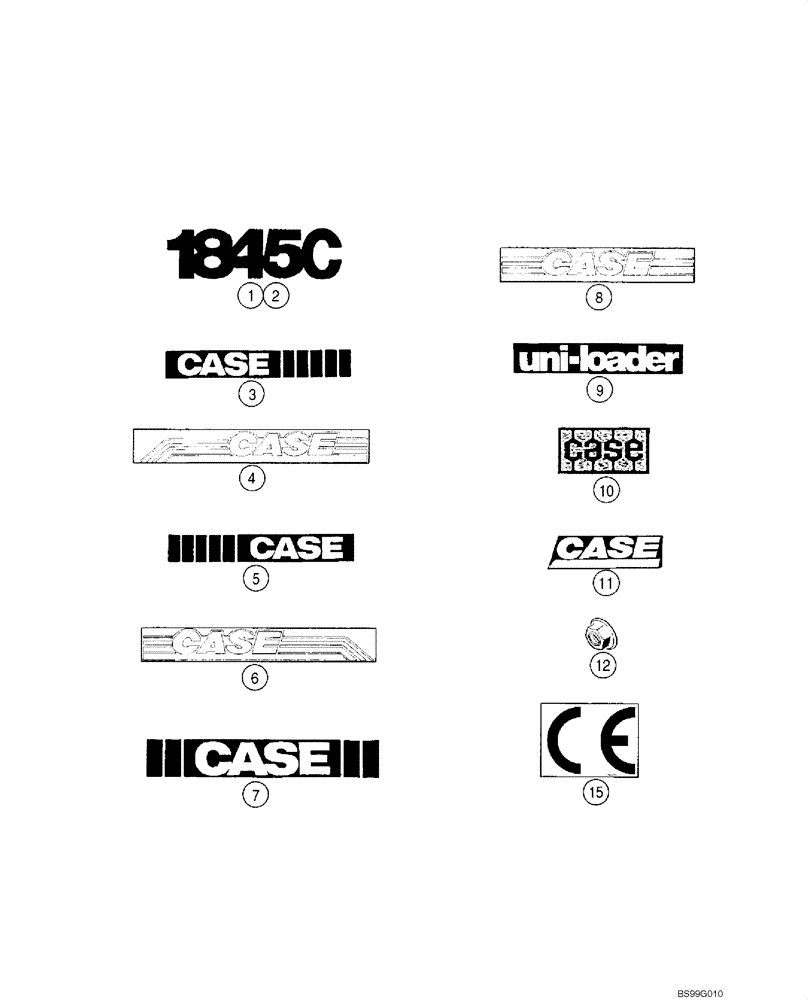 Схема запчастей Case 1845C - (09-45) - DECALS (09) - CHASSIS/ATTACHMENTS