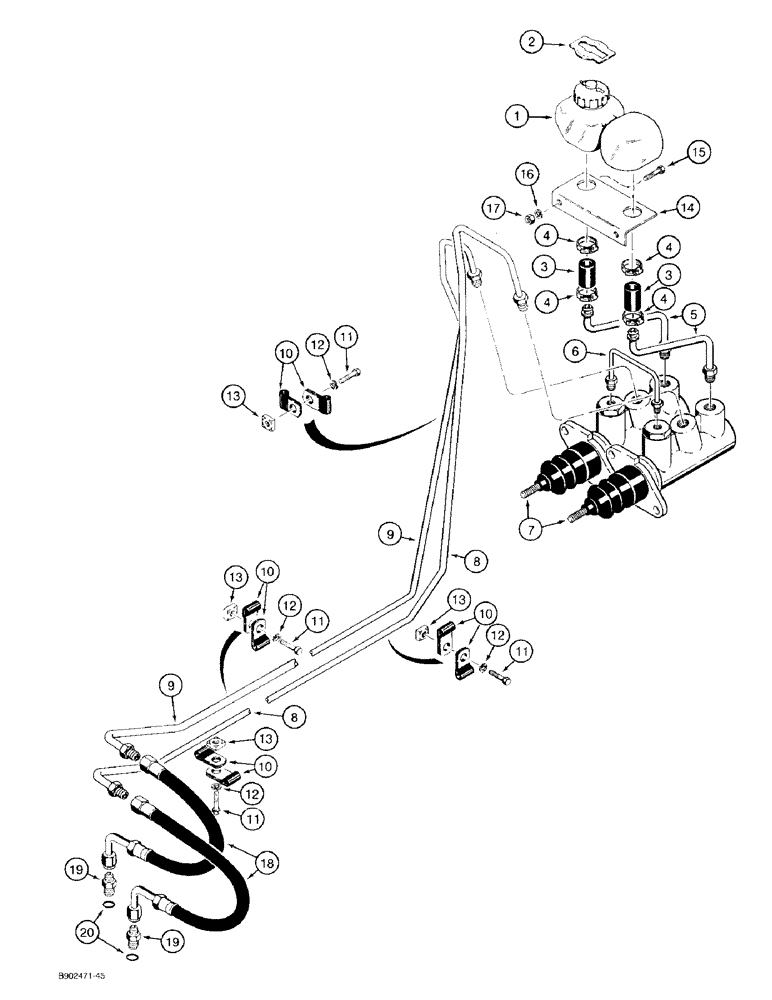 Схема запчастей Case 580SK - (7-08) - BRAKE MASTER CYLINDER HYDRAULIC CIRCUIT (07) - BRAKES