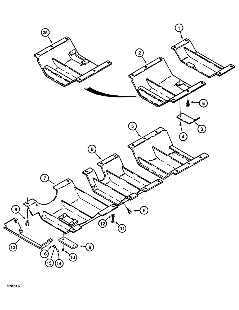 Схема запчастей Case 1155E - (9-040) - UNDERCARRIAGE GUARDS, DOZER AND DRAWBAR MODELS (09) - CHASSIS/ATTACHMENTS