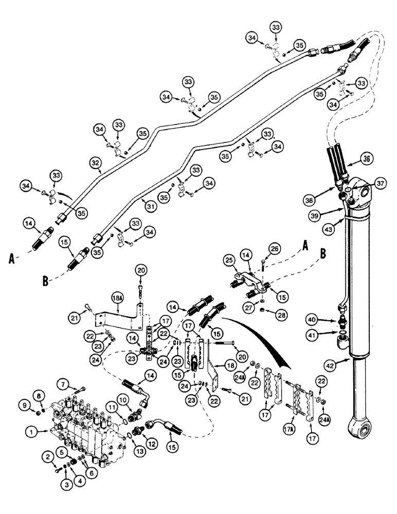 Схема запчастей Case 580SK - (8-108) - HYDRAULIC CIRCUIT BUCKET CYLINDER, NOT FOR PRESTIGE, INTEGRAL BACKHOE (08) - HYDRAULICS