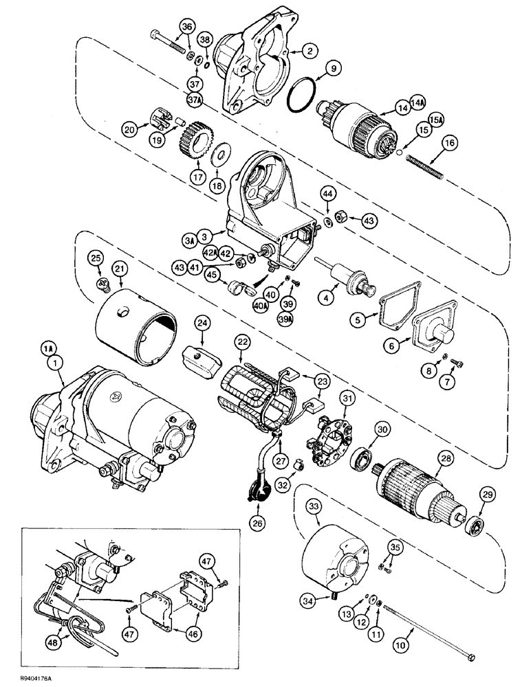 Схема запчастей Case 590 - (4-02) - STARTER (04) - ELECTRICAL SYSTEMS