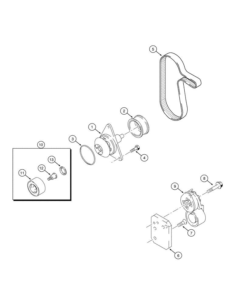 Схема запчастей Case 885 - (02-20[01]) - WATER PUMP (02) - ENGINE