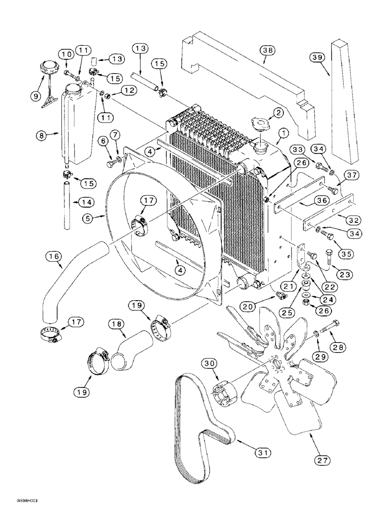Схема запчастей Case 584E - (2-05) - RADIATOR, FAN AND MOUNTING PARTS, P.I.N. JJG0251722 AND AFTER (02) - ENGINE