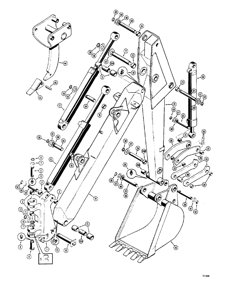 Схема запчастей Case 33 - (078) - TOWER, BOOM, DIPPER ARM AND BUCKET, BOOM AND DIPPER ARM WITH FABRICATED CYL. ANCHORS 