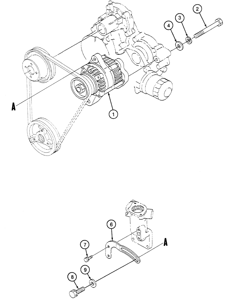 Схема запчастей Case 460 - (4-02) - ALTERNATOR MOUNTING, KUBOTA V1505-B ENGINE (04) - ELECTRICAL SYSTEMS