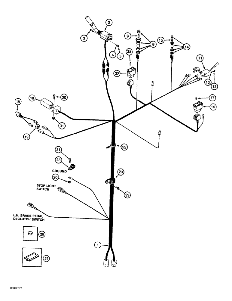 Схема запчастей Case 621B - (4-15A) - HARNESS, PEDESTAL, P.I.N. JEE0052701 AND AFTER (04) - ELECTRICAL SYSTEMS