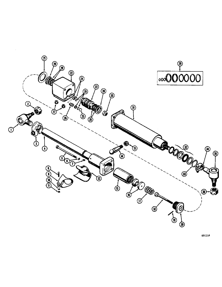 Схема запчастей Case W10E - (112) - A18961 POWER STEERING CYLINDER (05) - STEERING