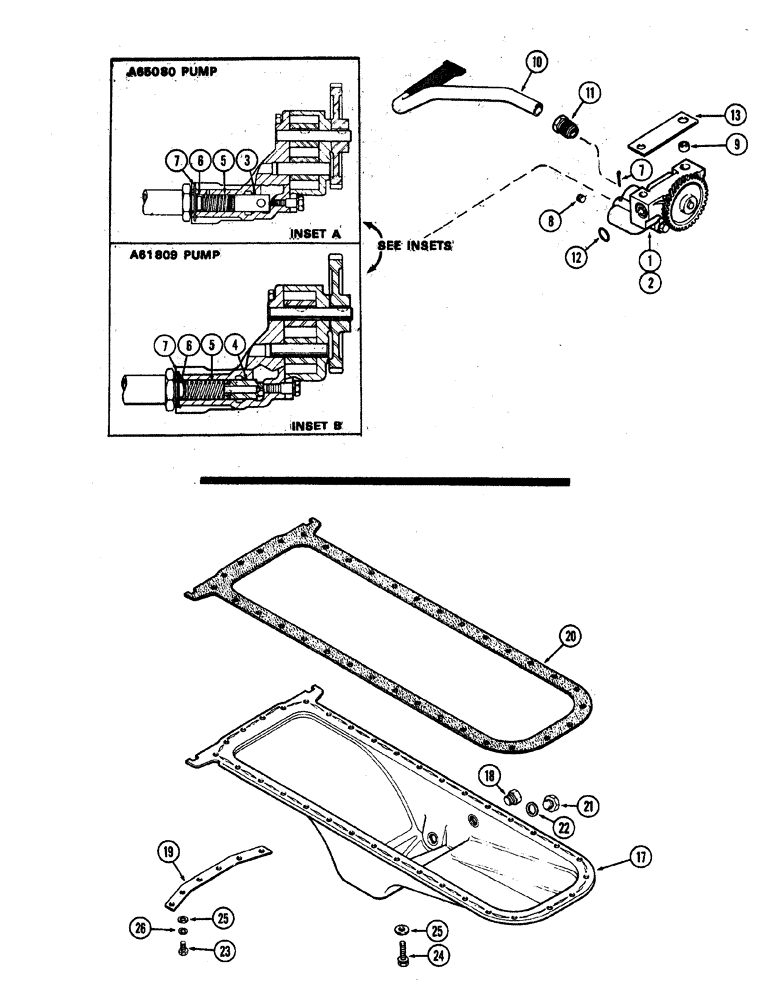 Схема запчастей Case W20 - (026) - (401B) DIESEL ENGINE OIL PUMP (02) - ENGINE