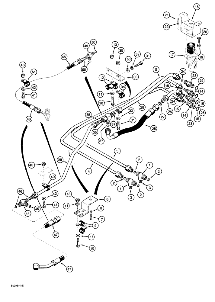 Схема запчастей Case 921 - (7-014) - MAIN BRAKE HYDRAULIC CIRCUIT, TEE TO MAIN BRAKE VALVE (07) - BRAKES