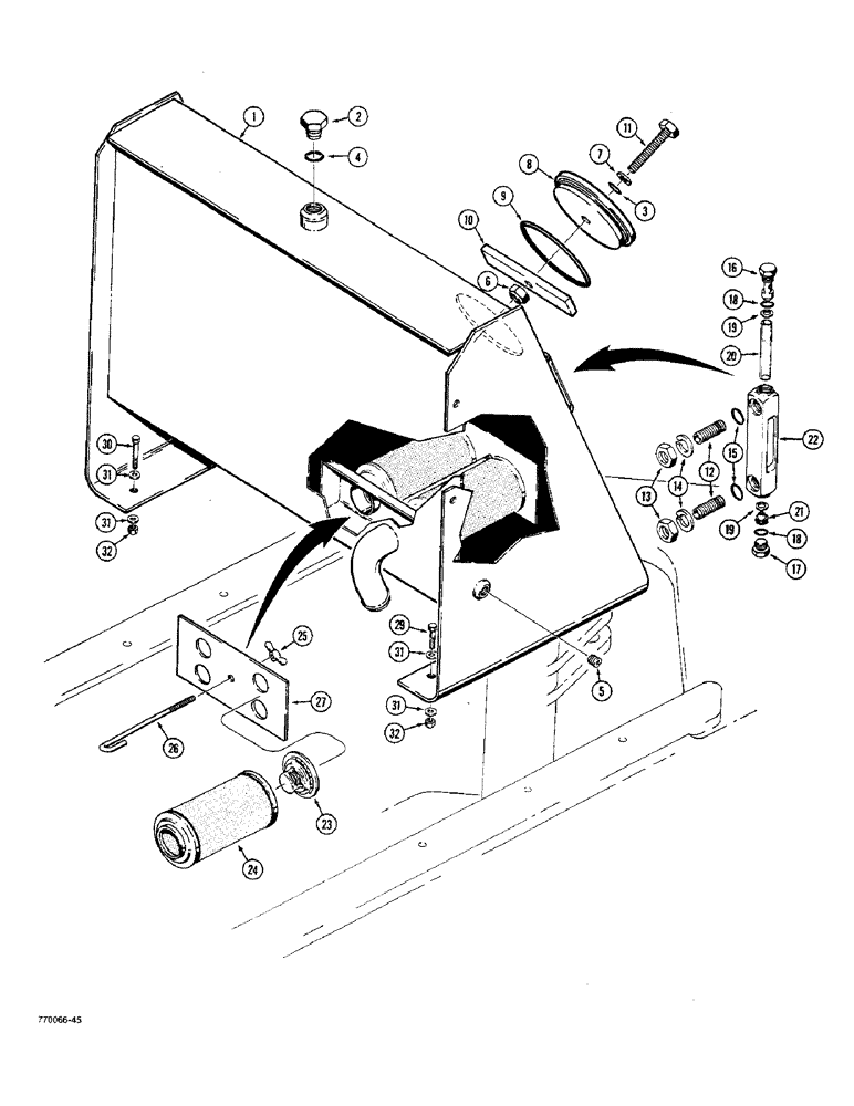 Схема запчастей Case W36 - (8-384) - HYDRAULIC RESERVOIR WITH INTERNAL FILTER (08) - HYDRAULICS