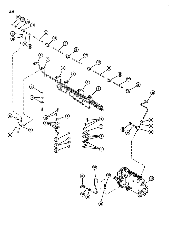 Схема запчастей Case W24 - (026) - FUEL INJECTION SYSTEM, (504B) DIESEL ENGINE (03) - FUEL SYSTEM
