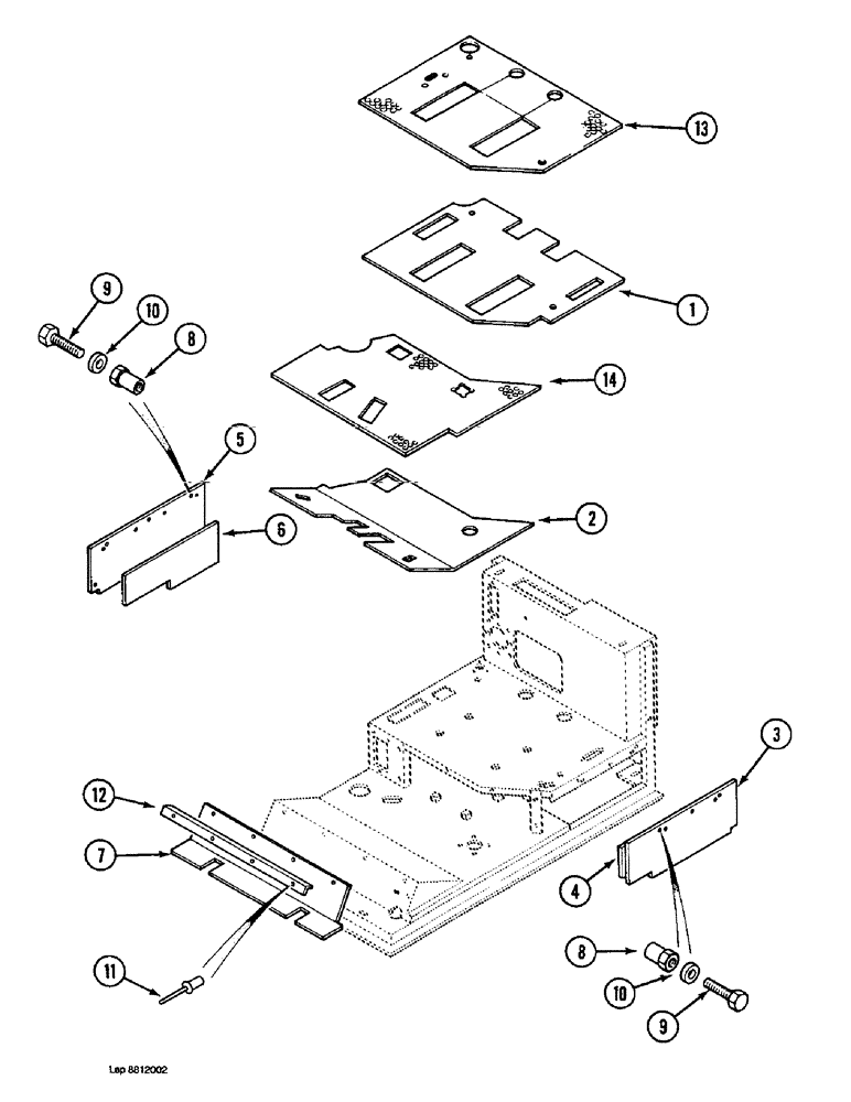 Схема запчастей Case 1088 - (9D-08) - OPERATOR COMPARTMENT PANELS AND FLOORMATS (09) - CHASSIS/ATTACHMENTS