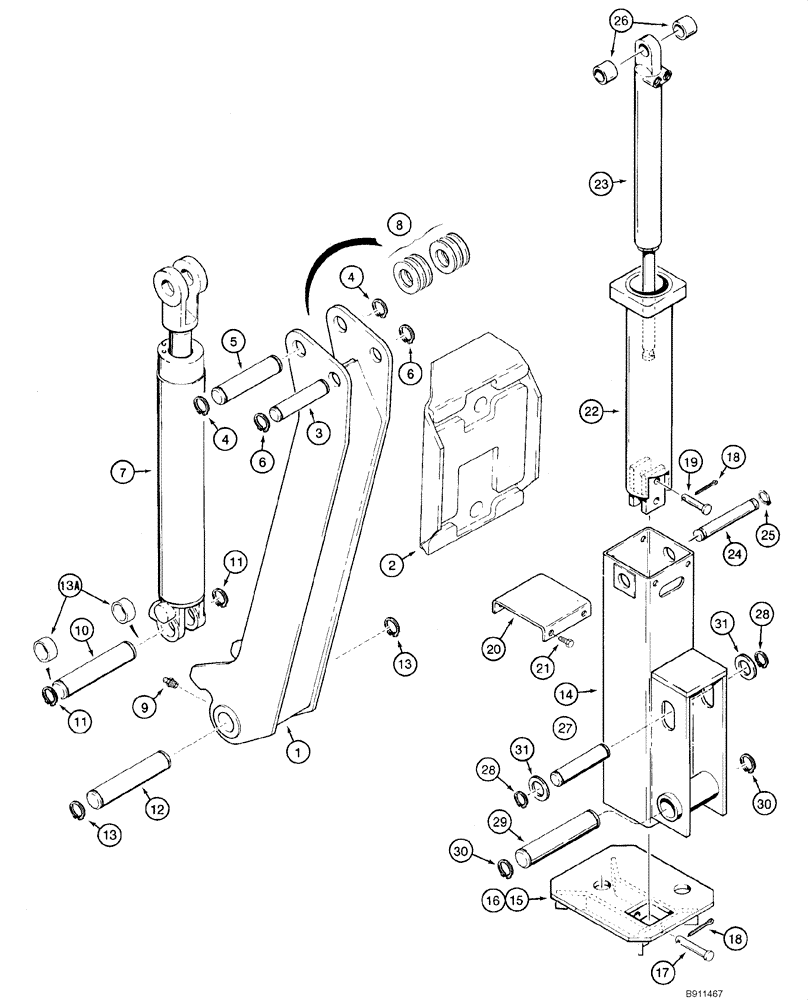 Схема запчастей Case 1840 - (09-70) - BACKHOE - STABILIZERS (D125) (09) - CHASSIS/ATTACHMENTS