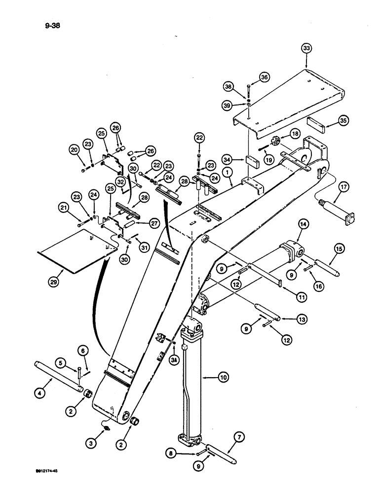 Схема запчастей Case 1187C - (9-38) - BOOM AND RELATED PARTS (09) - CHASSIS