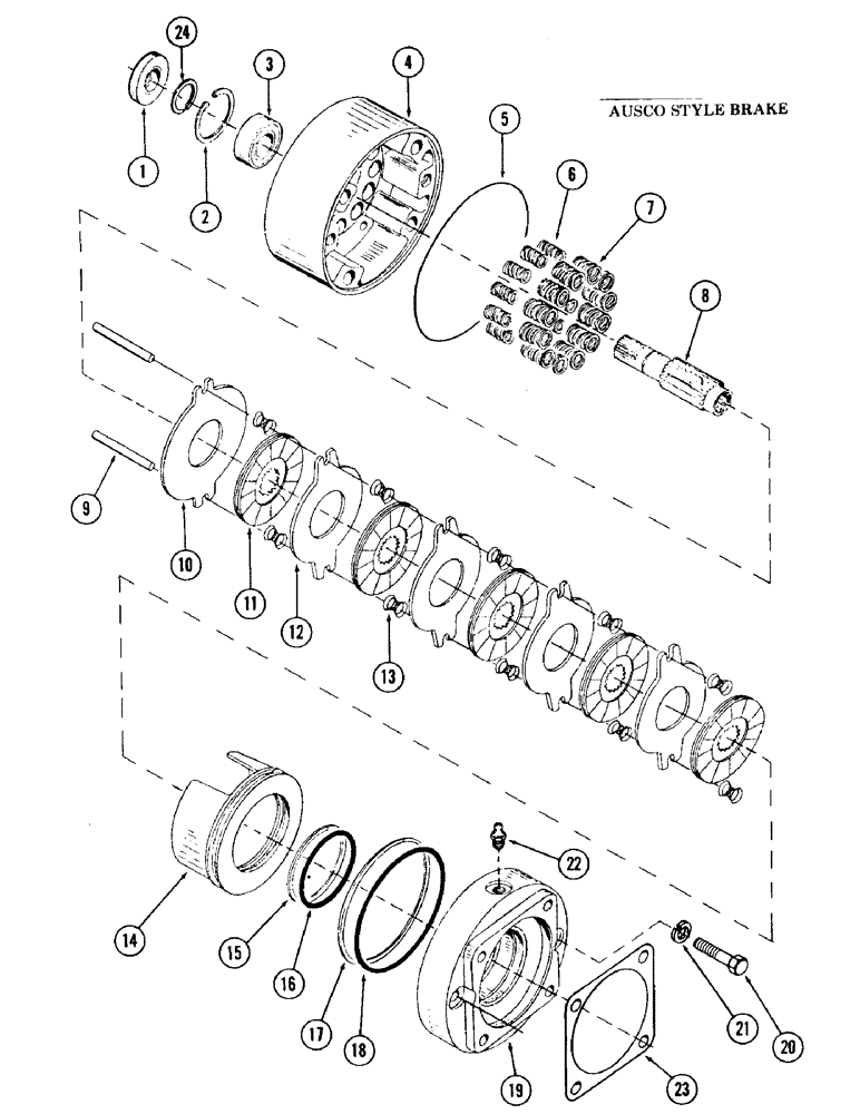 Схема запчастей Case 120 - (127) - TRACK DRIVE BRAKE, USED ON UNITS WITH SERIAL NUMBER 6287229 AND AFTER (33) - BRAKES & CONTROLS