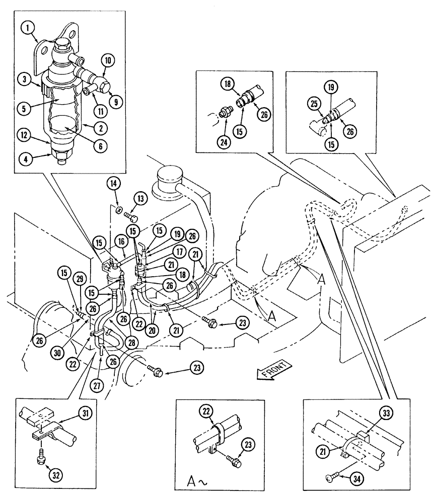 Схема запчастей Case 9040 - (3-04) - FUEL LINES (03) - FUEL SYSTEM