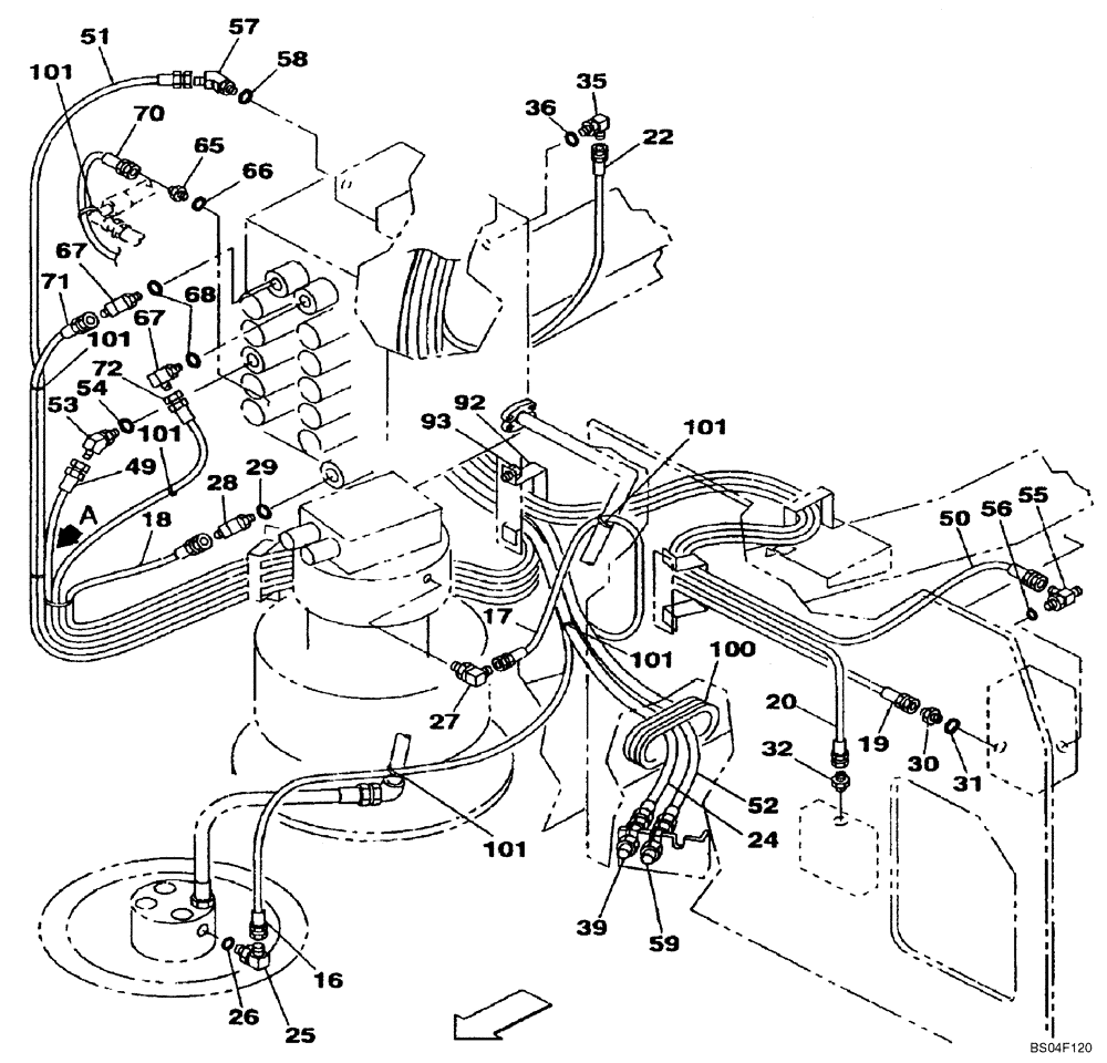 Схема запчастей Case CX160 - (08-35) - HYDRAULICS - PILOT PRESSURE, RETURN LINES; P.I.N. DAC0716098 - DAC0716269 (08) - HYDRAULICS