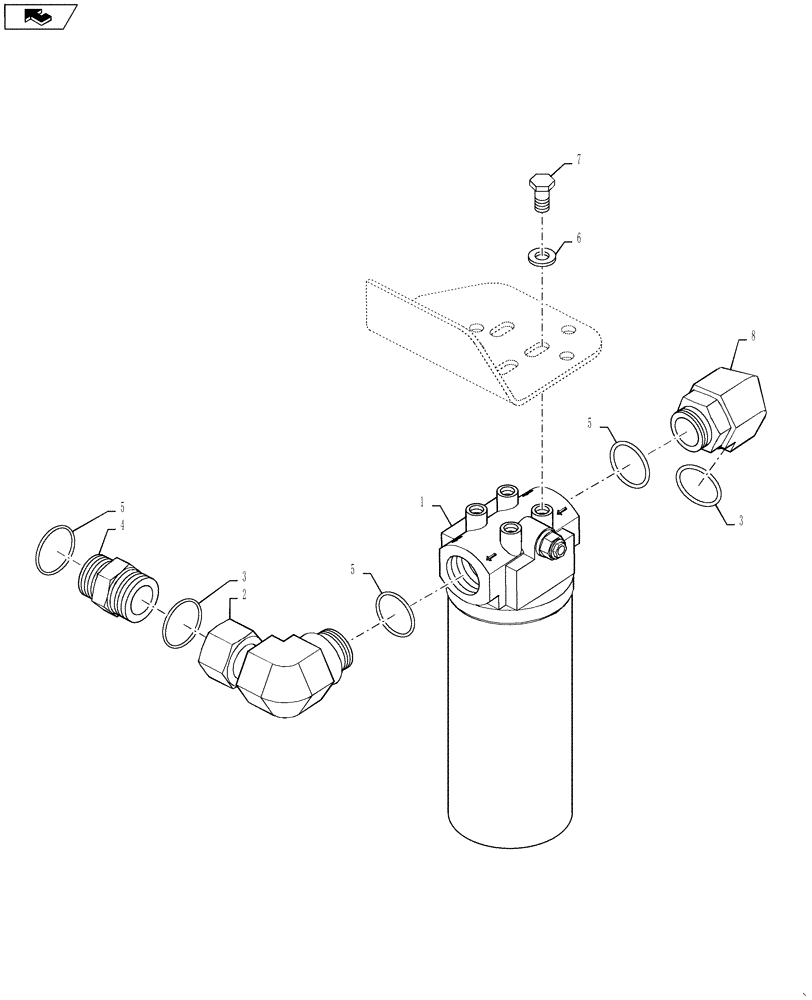 Схема запчастей Case 750L - (08-03[03]) - HYDRAULICS, EQUIPMENT - 6 MICRON FILTER MOUNTING (00) - PICTORIAL INDEX