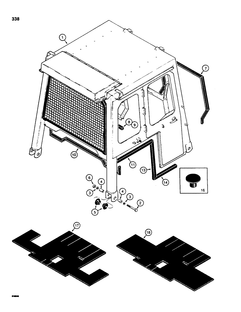 Схема запчастей Case 850C - (338) - CAB, MOUNTING AND FLOOR MATS (05) - UPPERSTRUCTURE CHASSIS