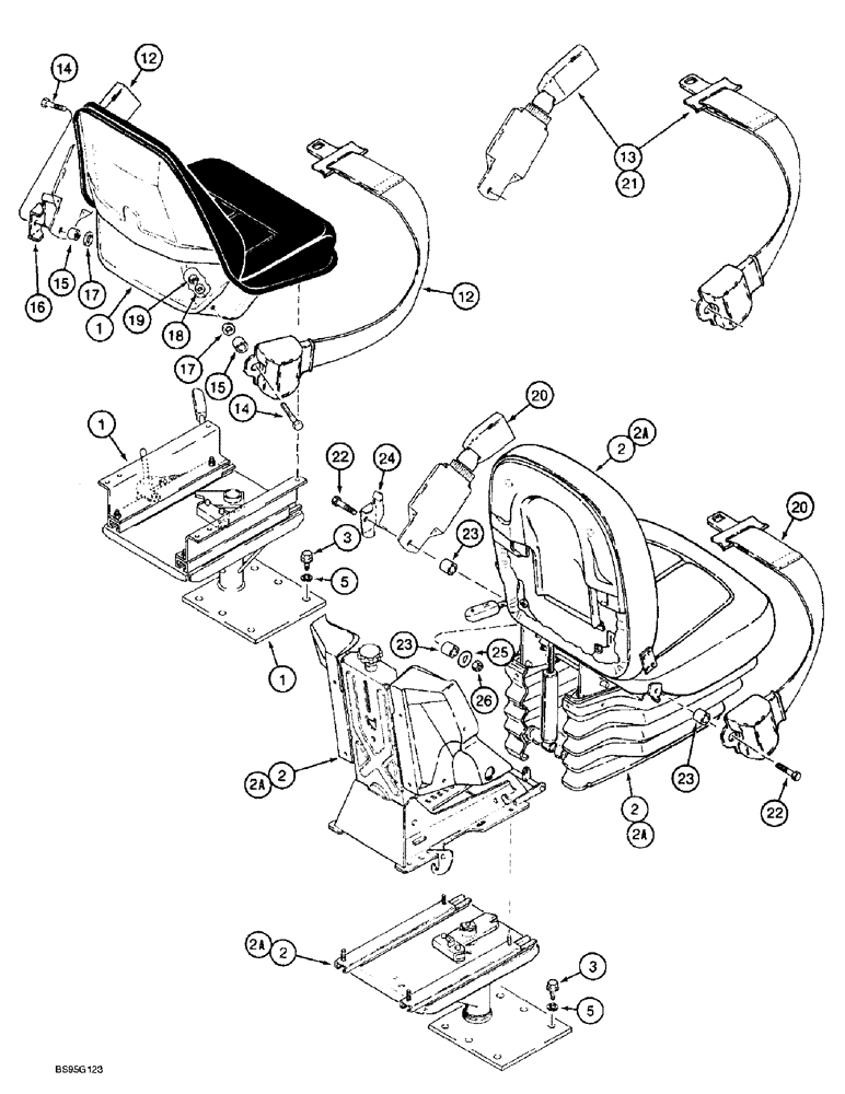 Схема запчастей Case 580L - (9-112) - *SEATS AND MOUNTING PARTS, 570LXT MODELS (09) - CHASSIS/ATTACHMENTS