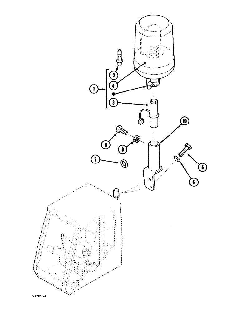 Схема запчастей Case 688BCK - (4-38) - ROTARING BEACON, 688B CK (120301-) (06) - ELECTRICAL SYSTEMS