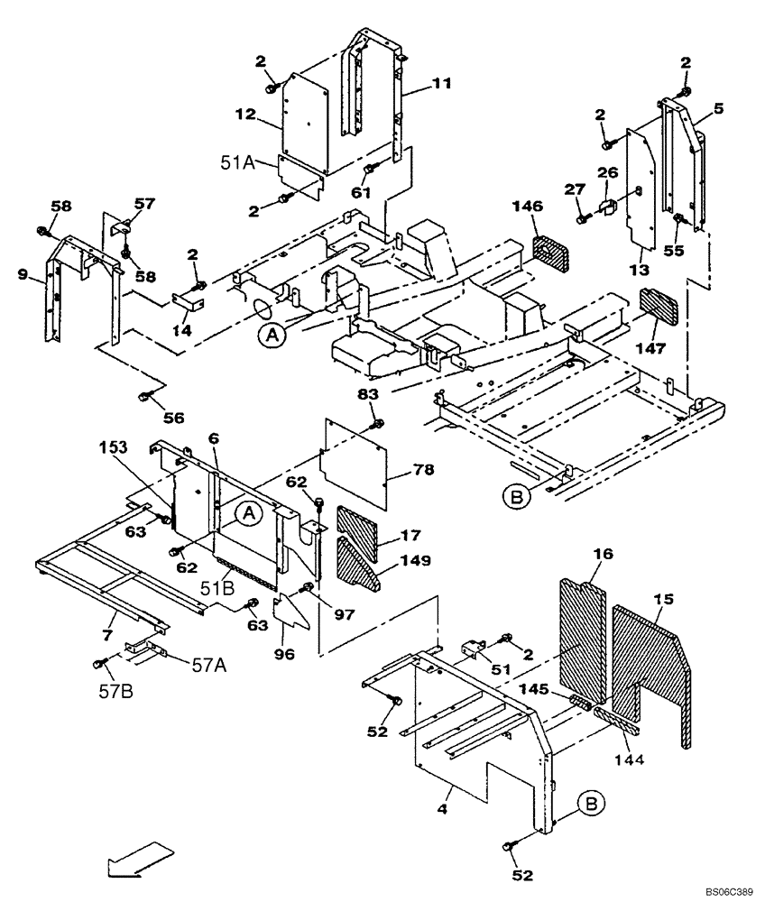 Схема запчастей Case CX240 - (09-05A) - FRAMES, COVERS - INSULATION (P.I.N. DAC0724171 - ) (09) - CHASSIS