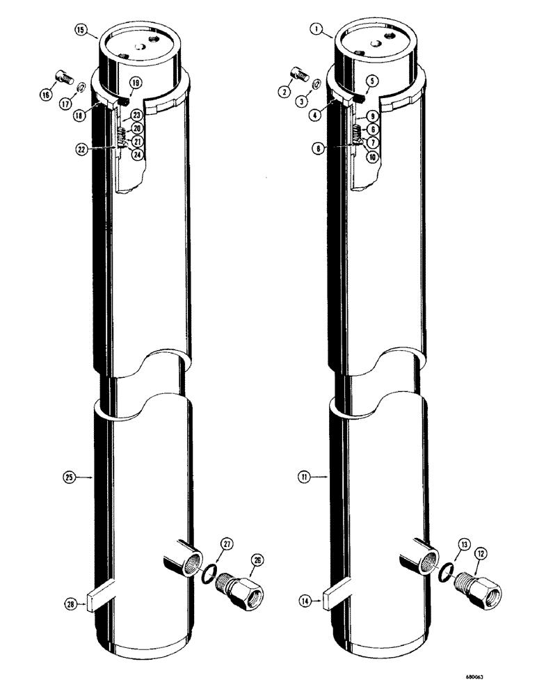 Схема запчастей Case 530 - (56) - D24173 LIFT CYLINDER (35) - HYDRAULIC SYSTEMS
