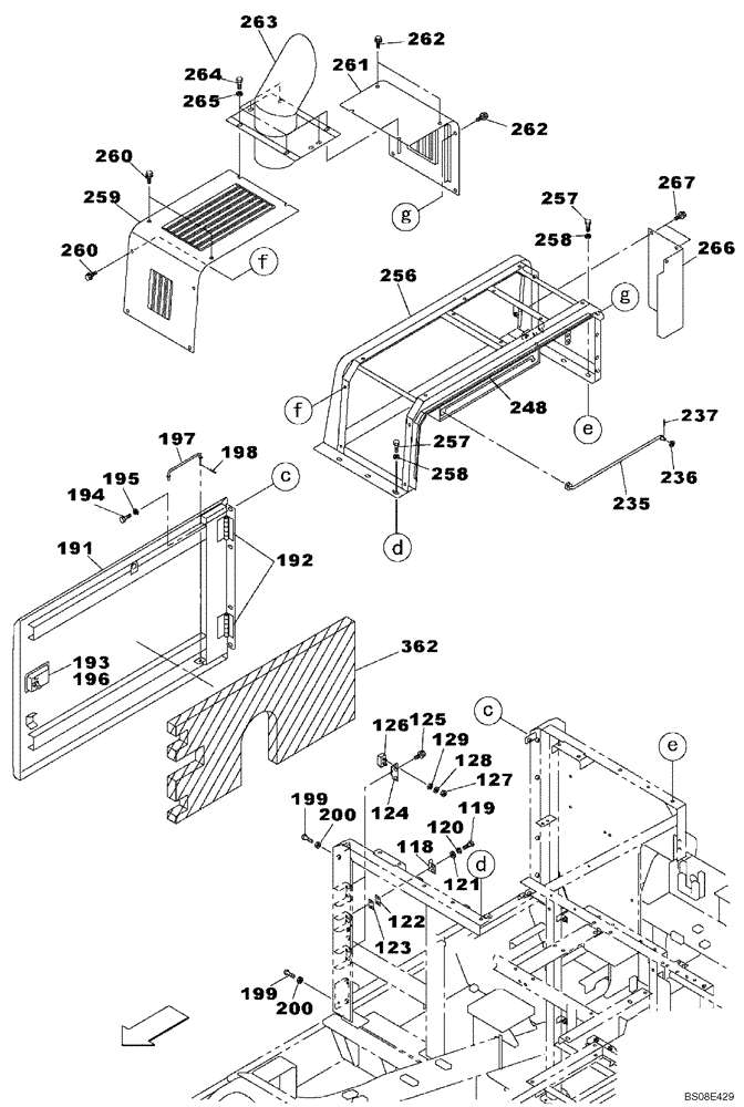 Схема запчастей Case CX700B - (09-75) - COWLING - ENGINE COVER - ACCESS DOOR (09) - CHASSIS