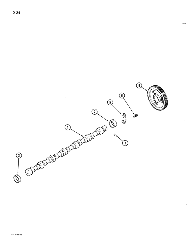 Схема запчастей Case 1085B - (2-034) - CAMSHAFT, 6T-590 ENGINE (02) - ENGINE