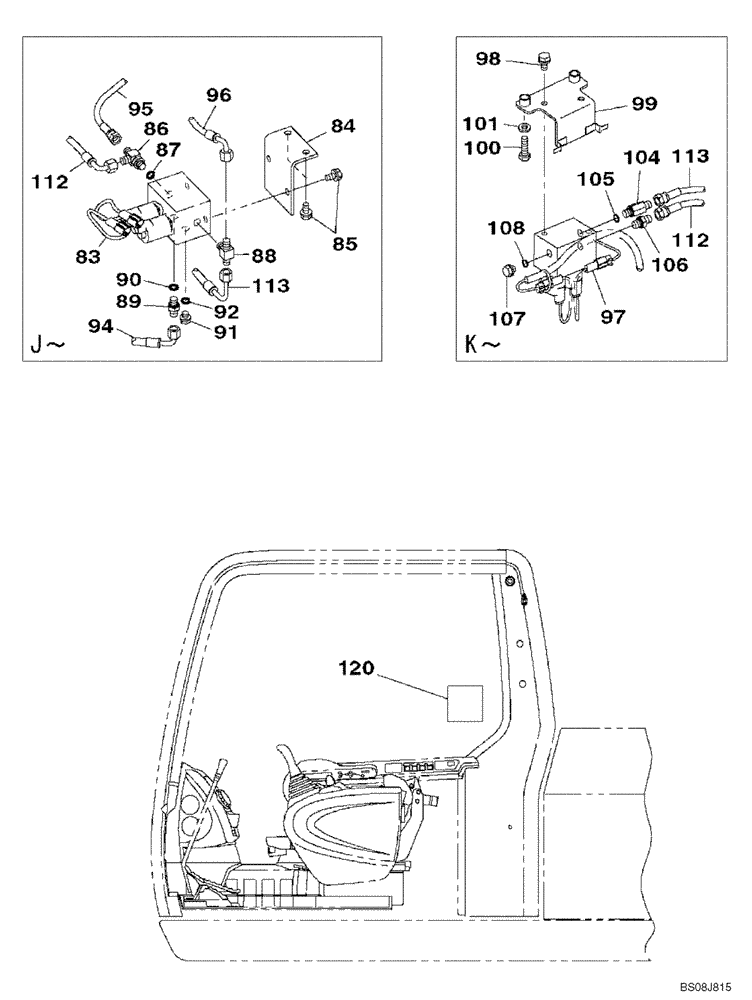 Схема запчастей Case CX800B - (08-28[03]) - HYDRAULIC CIRCUIT - OPTIONAL - 3-WAY (08) - HYDRAULICS