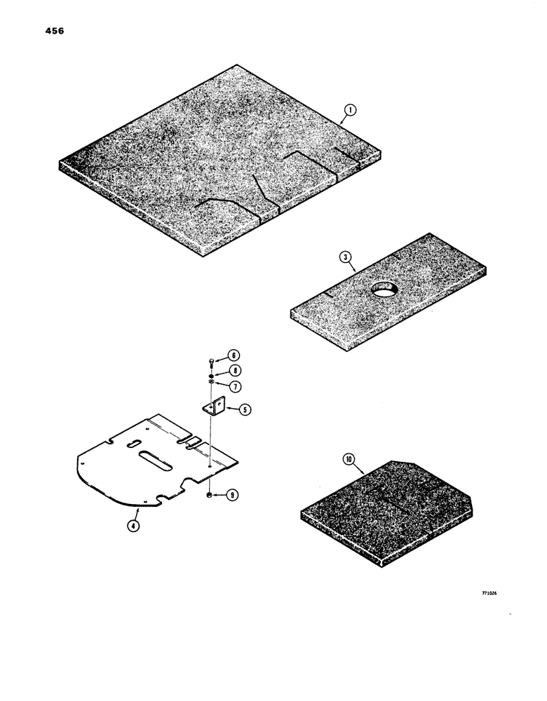 Схема запчастей Case 680E - (456) - NOISE REDUCTION PADS (90) - PLATFORM, CAB, BODYWORK AND DECALS