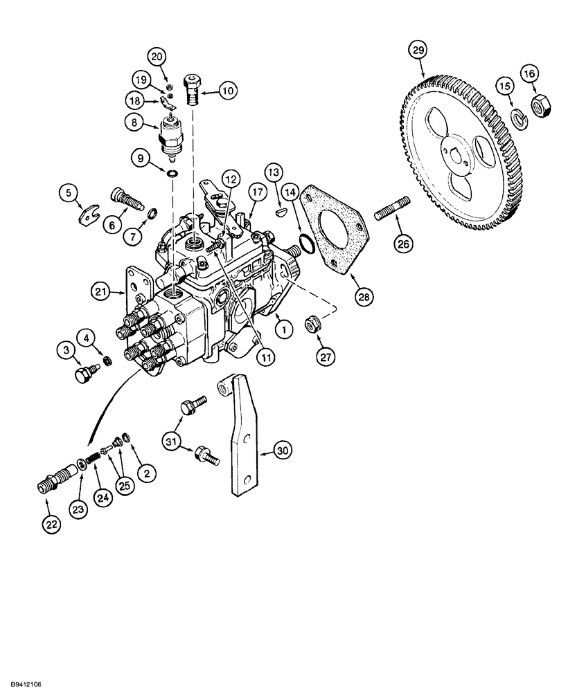 Схема запчастей Case 1150G - (3-012) - FUEL INJECTION PUMP AND DRIVE, 6T-590 ENGINE, PRIOR TO JJG0218023 AND JJG0218024 - JJG0218478 (02) - FUEL SYSTEM