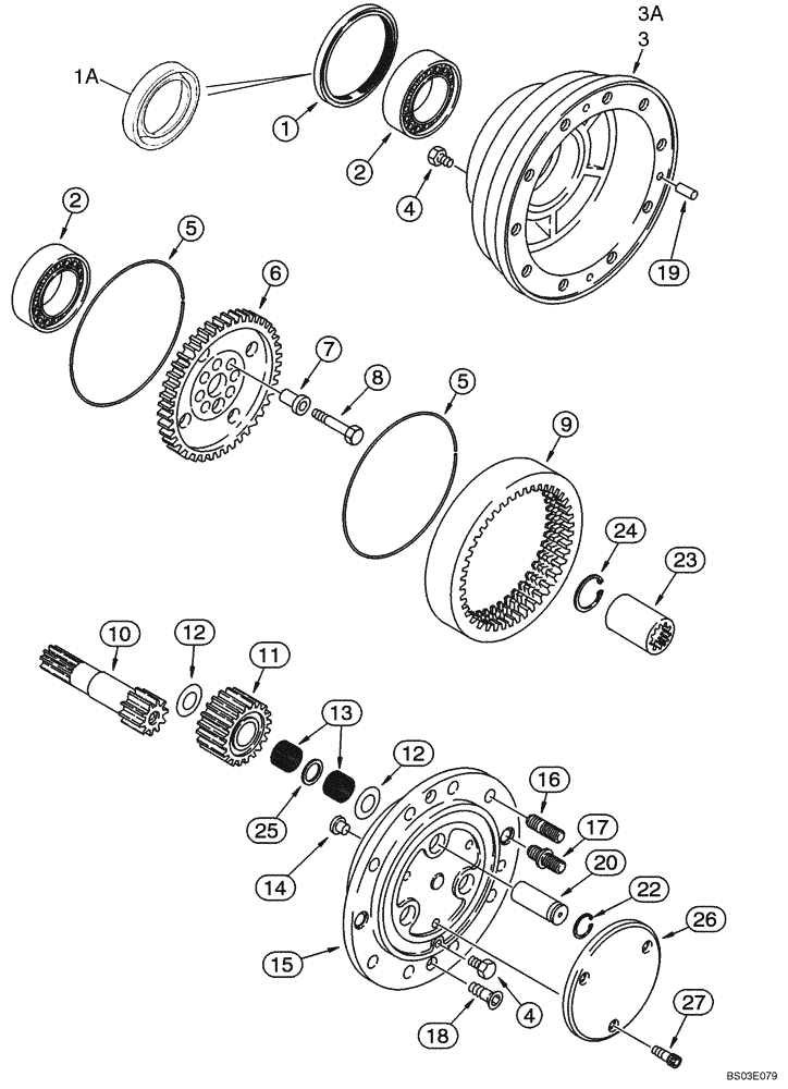 Схема запчастей Case 590SM - (06-46) - AXLE, REAR DRIVE - PLANETARY (06) - POWER TRAIN