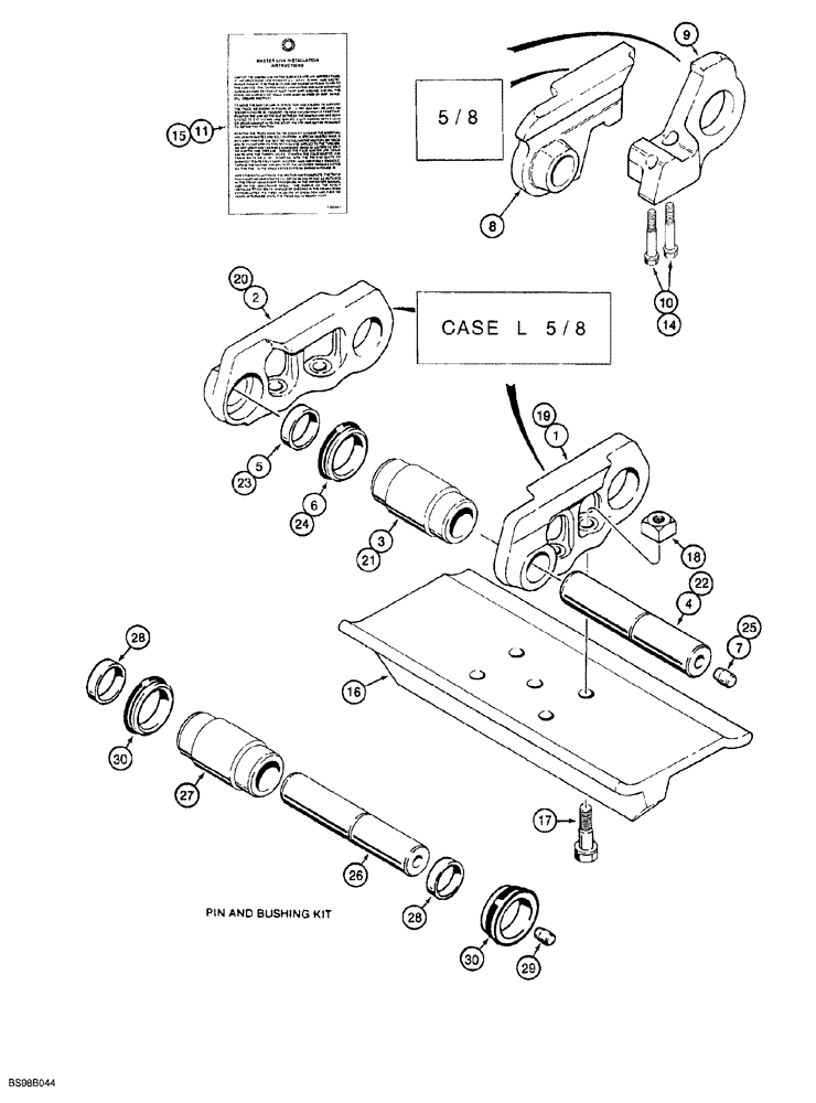 Схема запчастей Case 650G - (5-11G) - CASE LUBRICATED TRACK CHAIN (WITH 5/8 INCH MOUNTING HARDWARE) (11) - TRACKS/STEERING
