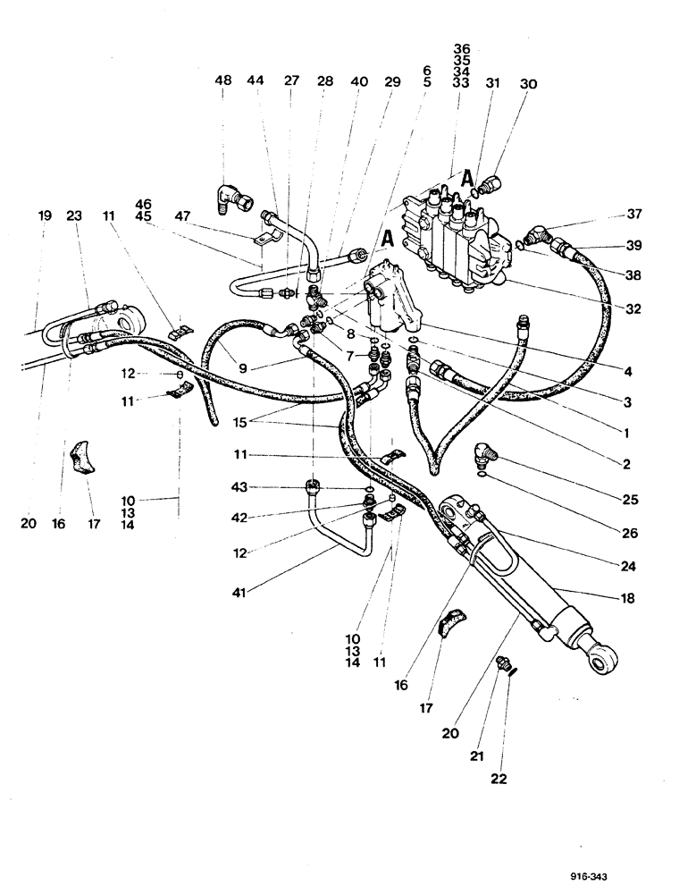Схема запчастей Case 580F - (202) - BACKHOE, STABILIZER CYLINDERS (35) - HYDRAULIC SYSTEMS