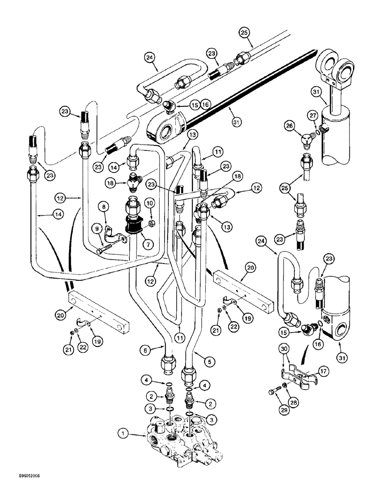 Схема запчастей Case 621B - (8-15A) - HYDRAULIC CIRCUIT, LOADER BUCKET, XT LOADER, P.I.N. JEE0041109 AND AFTER (08) - HYDRAULICS