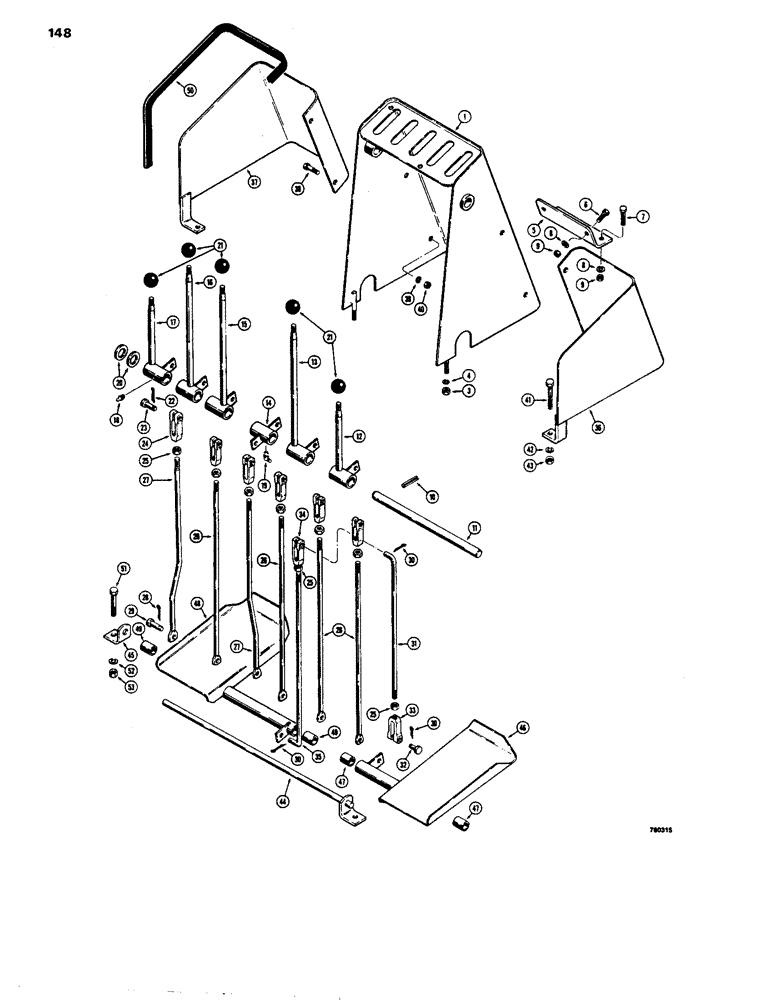 Схема запчастей Case 26C - (148) - CONTROLS WITH FOOT SWING FOR 350 CRAWLER 