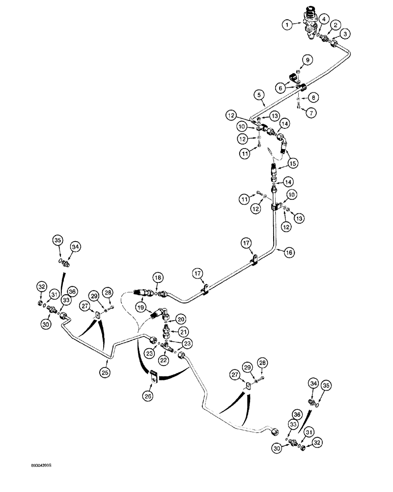 Схема запчастей Case 921 - (7-018) - MAIN BRAKE HYDRAULIC CIRCUIT, MAIN BRAKE VALVE TO REAR AXLE (07) - BRAKES