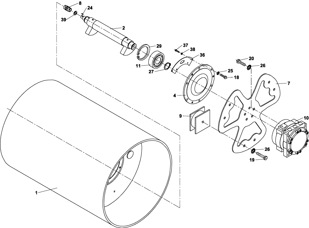 Схема запчастей Case DV201 - (12-1A/1[01]) - VIBRATORY - DRUM (12) - Chassis/Attachments
