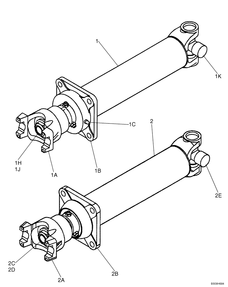 Схема запчастей Case 521E - (06-25) - DRIVE SHAFT, FRONT (06) - POWER TRAIN