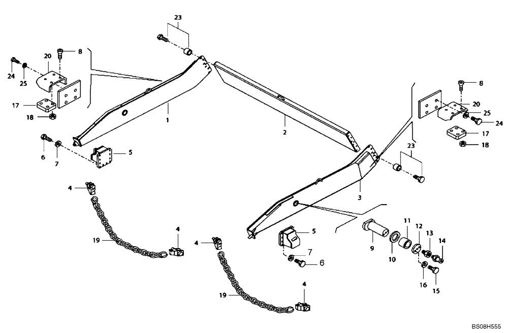 Схема запчастей Case 330B - (98A00030871[001]) - TAILGATE, DIA KIT (8998340866) (19) - OPTIONS
